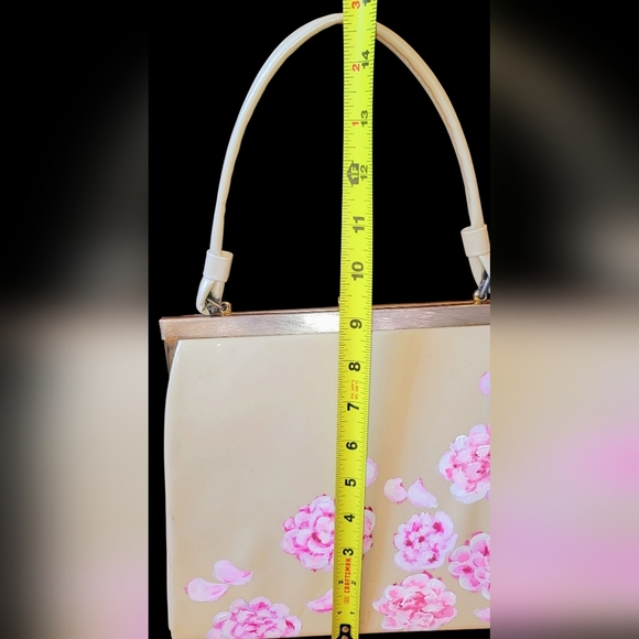 Vintage Patent Purse With Hand Painted Cherry Blossoms Signed "SM" - Picture 10 of 16